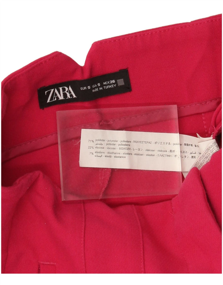 Zara koniske jakkesætsbukser til kvinder Small W26 L26 Pink Polyester