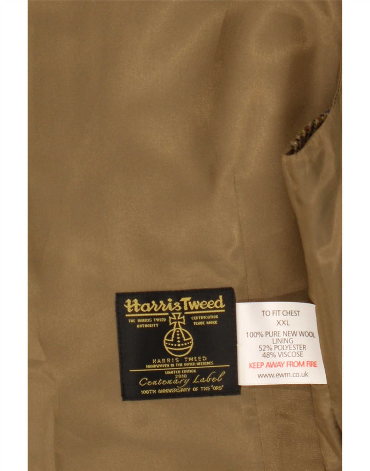 Harris Tweed Gilet Homme 2XL Laine à Chevrons Kaki