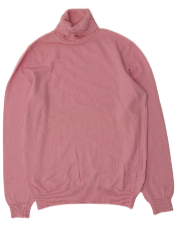 Maglione maglione da donna a collo alto Benetton UK 16 grande lana rosa