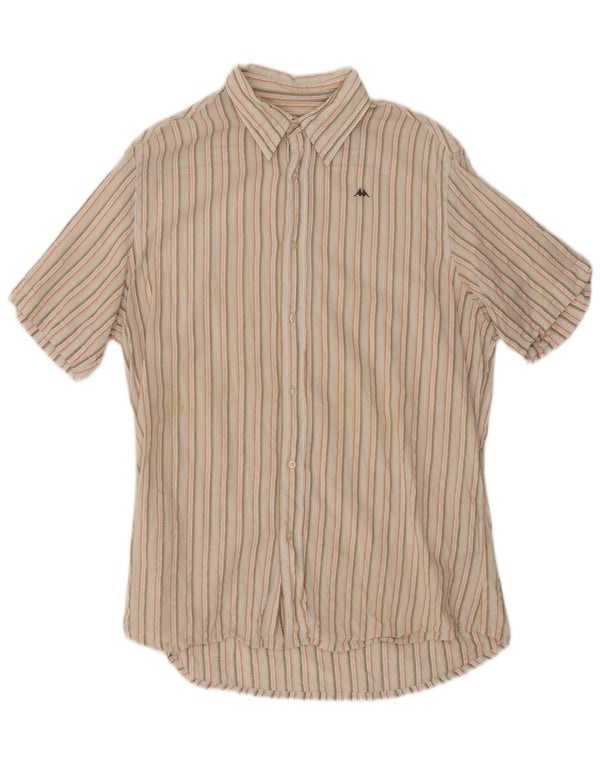 Camicia Kappa da uomo a maniche corte XL in cotone a righe bianche
