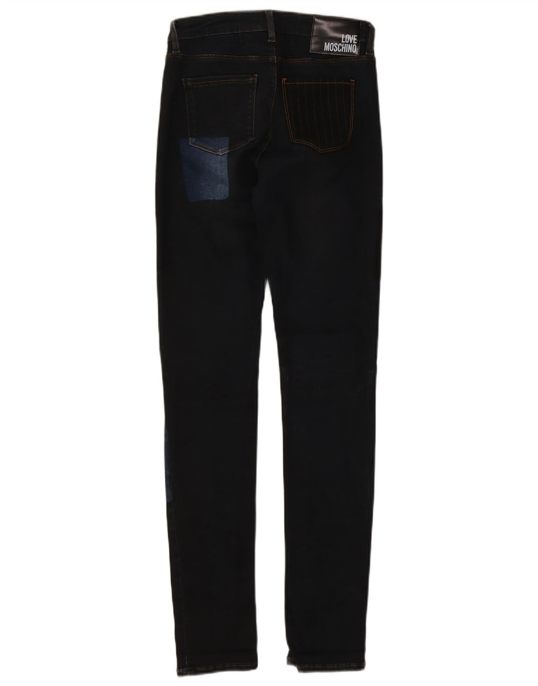 Moschino Womens Skinny Jeans W26 L31 Navy Blue Patchwork Cotton