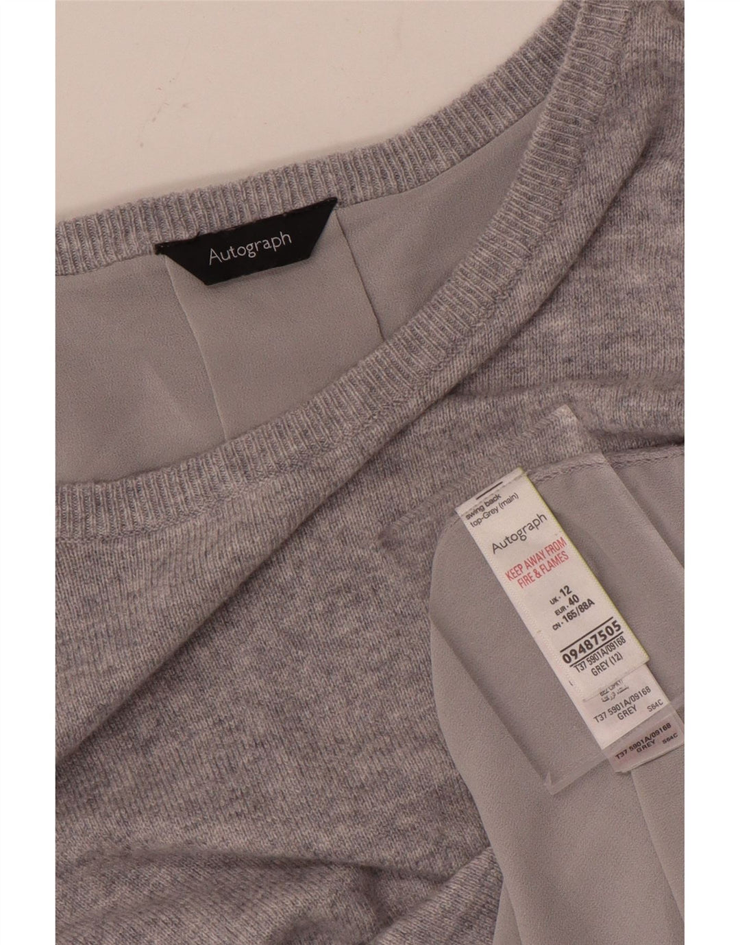 MARKS & SPENCER Dame Boat Neck Sweater UK 12 Medium Grey