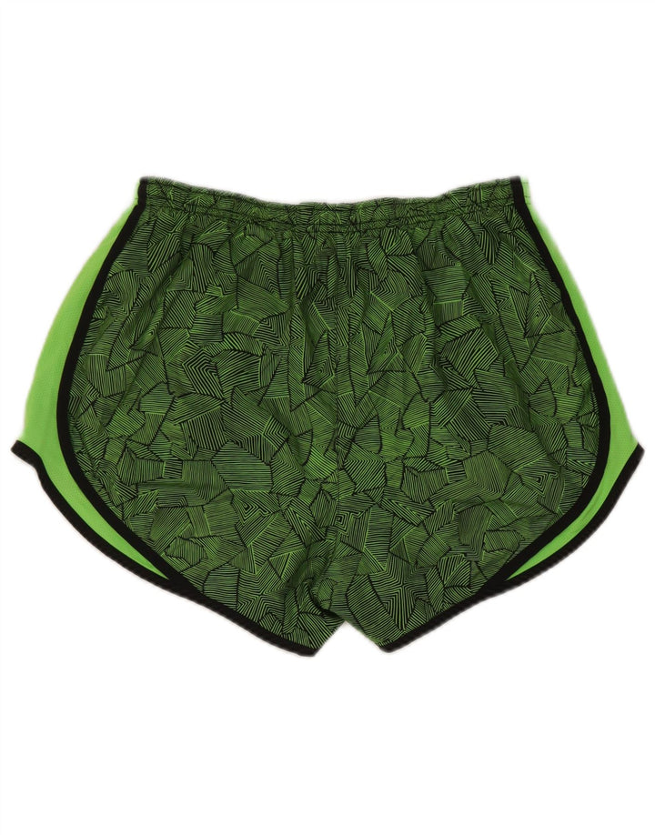 Nike Damen Dri Fit Sport Shorts UK 14 Mittelgrünes geometrisches Polyester