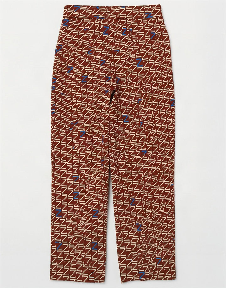 Zara Pantalon court droit graphique pour femme Petit W26 L25 Marron Polyester