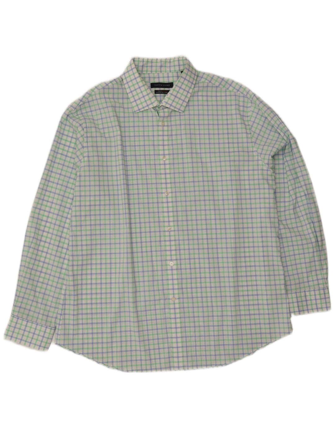 Tommy Hilfiger Camicia da uomo con vestibilità atletica Taglia 18 2XL Percalle multicolore