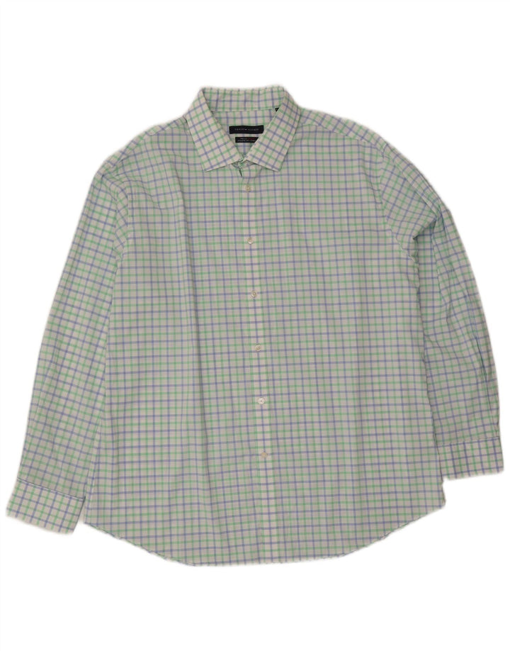Tommy Hilfiger Camicia da uomo con vestibilità atletica Taglia 18 2XL Percalle multicolore