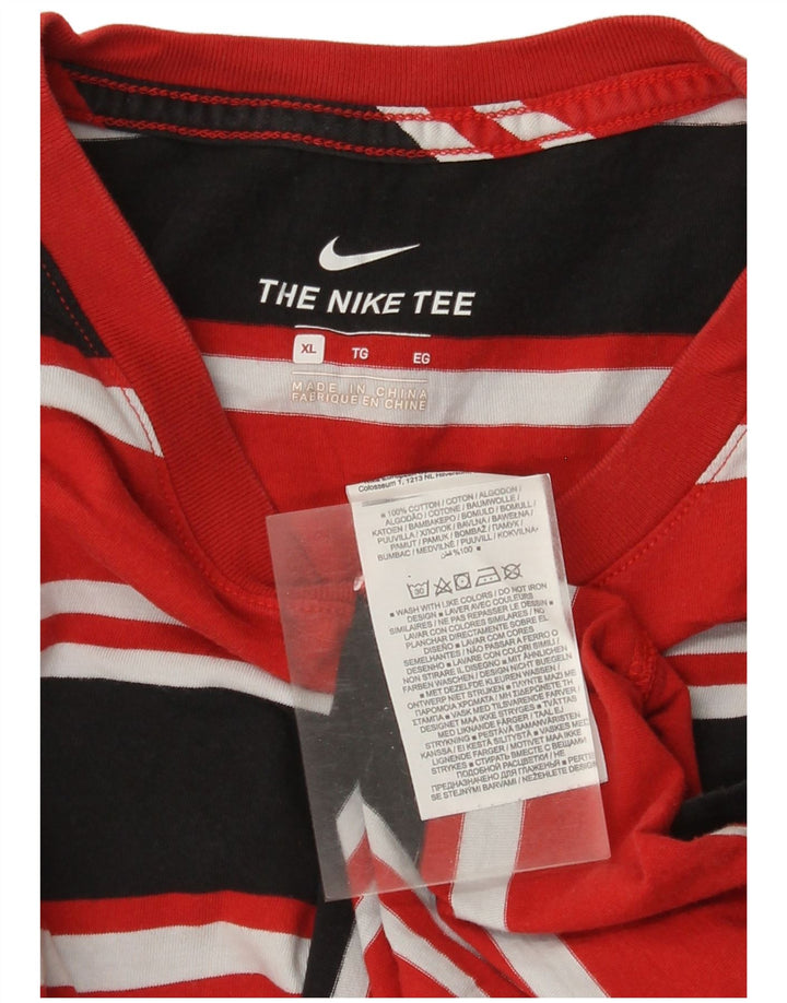 Nike Mens T-Shirt Top XL Red Striped Cotton