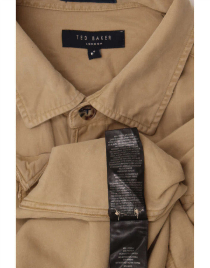 Ted Baker Mens Shirt Size 4 Large Beige Lyocell