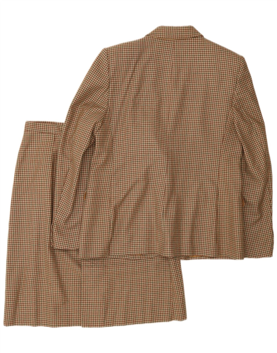 vintage Womens 2 Bouton Pièce Jupe Set IT 48 XL Marron Pied-de-poule