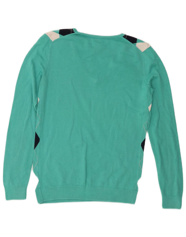 Tommy Hilfiger Damen-Pullover mit V-Ausschnitt, Gr. 6, XS, Türkis