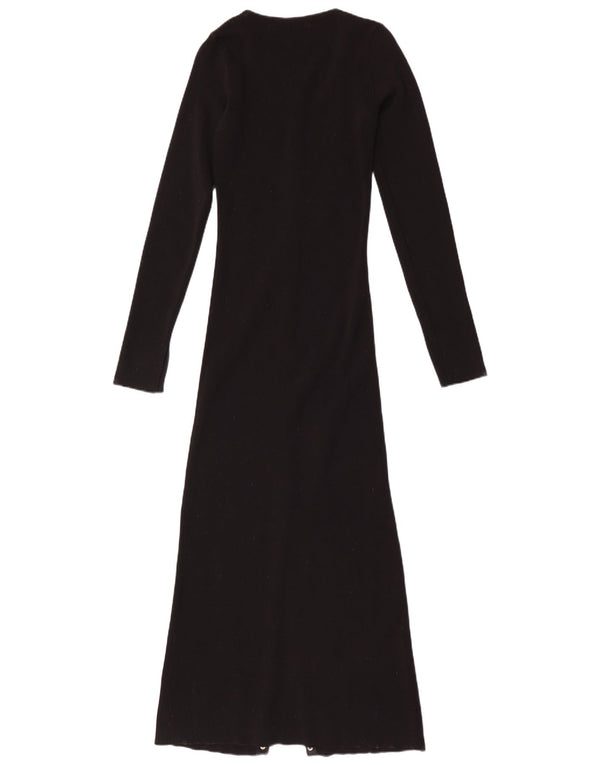 Vestito lungo a maniche lunghe da donna Zara UK 12 medio nero