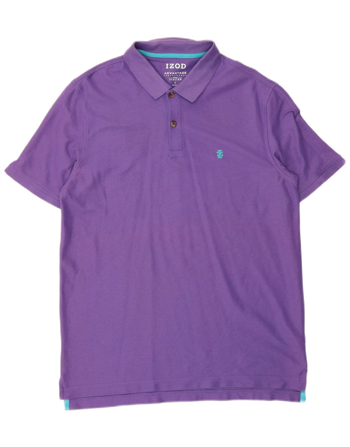 Izod Mens Polo Shirt Large Purple Cotton