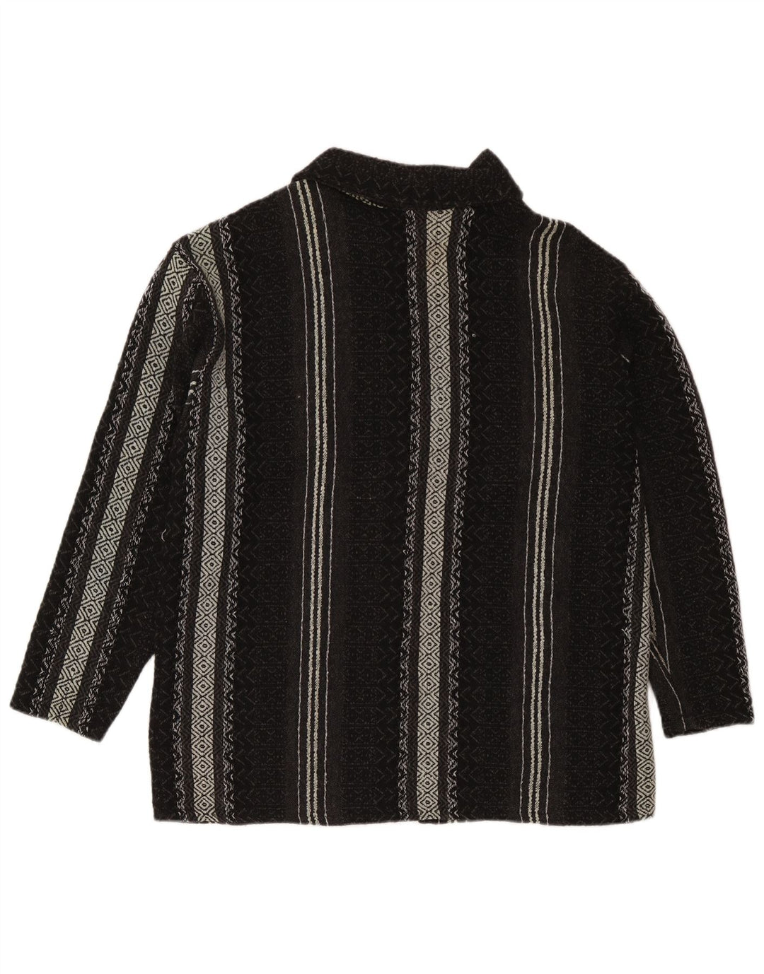 Vintage Mens Cardigan Sweater XL Black Geometric Wool Aztec