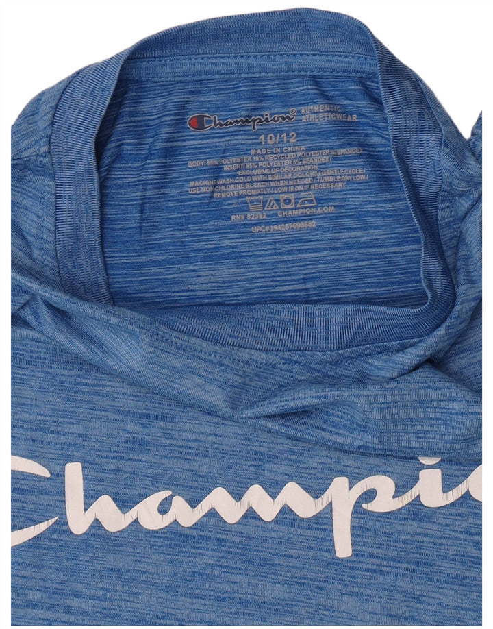 Champion Grafik-T-Shirt für Jungen, 10–11 Jahre, blau geflecktes Polyester