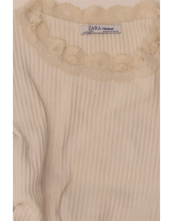 Zara Womens Crop Bluse Top UK 12 Medium White
