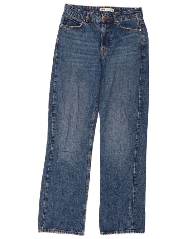 Zara Damen High Rise Straight Jeans EU 36 XS W26 L31 Blaue Baumwolle