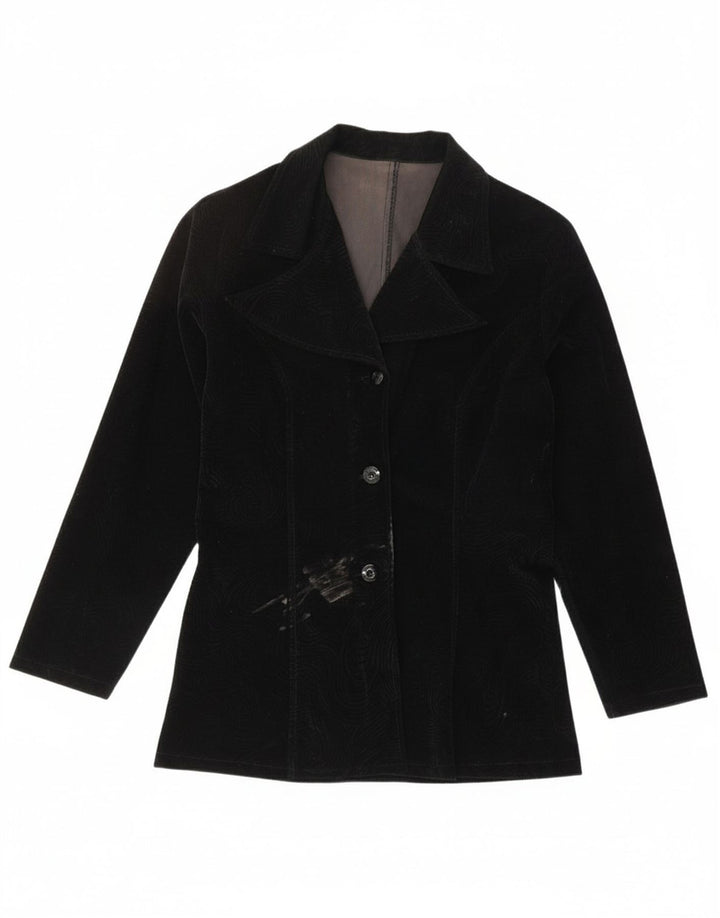 VINTAGE Womens 3 Button Blazer Jacket UK 12 Medium Black