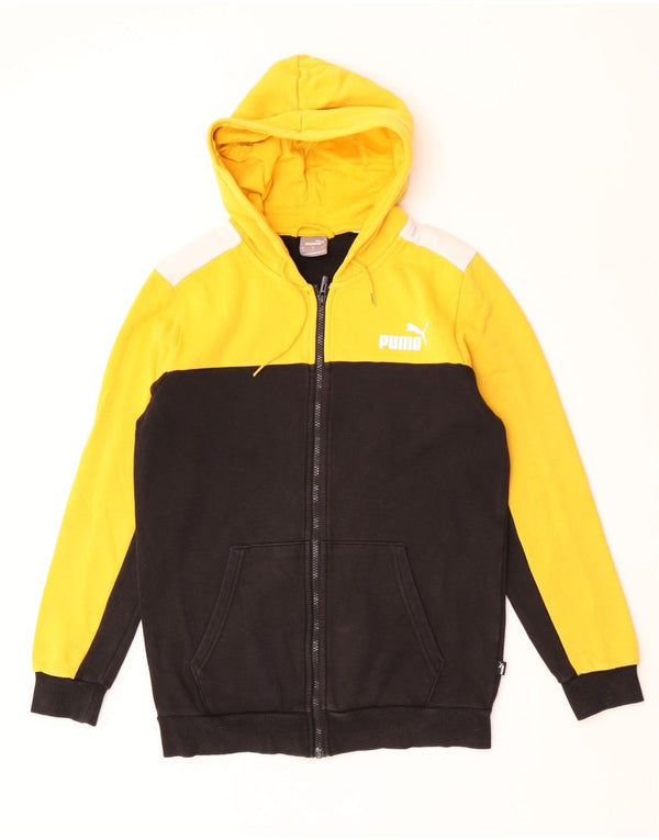 Puma Sweat à capuche zippé pour homme en coton color block Small Jaune