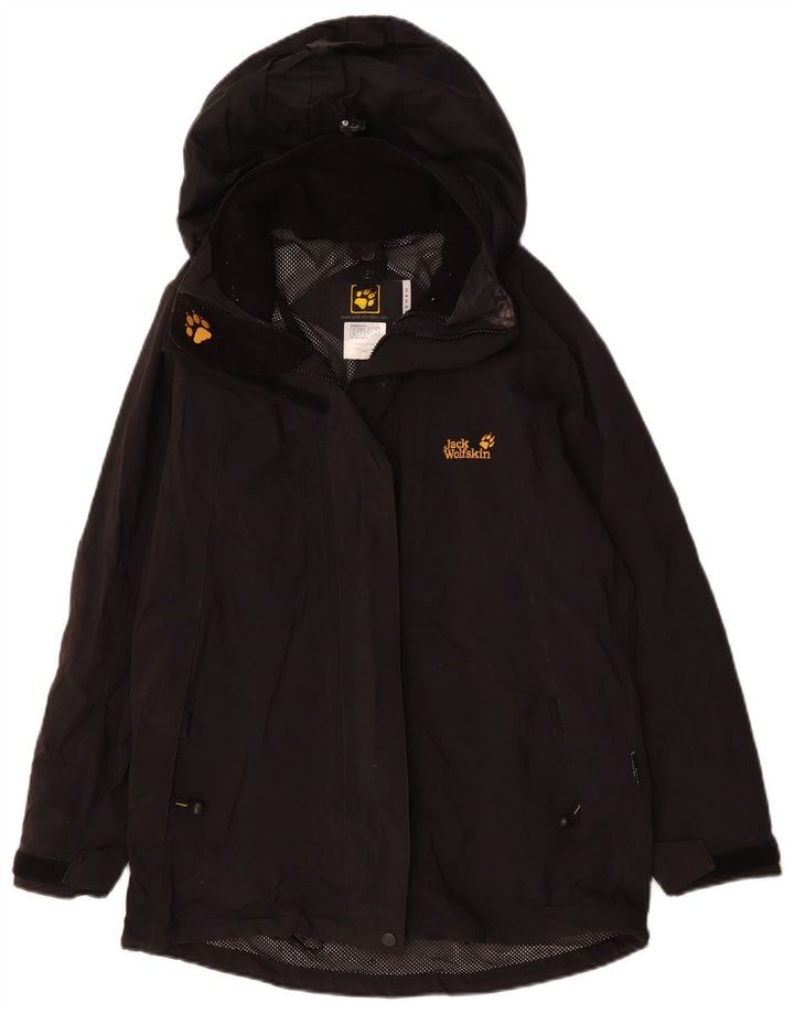 JACK WOLFSKIN Damen Übergroße Kapuzen-Regenjacke UK 8 Small Schwarz