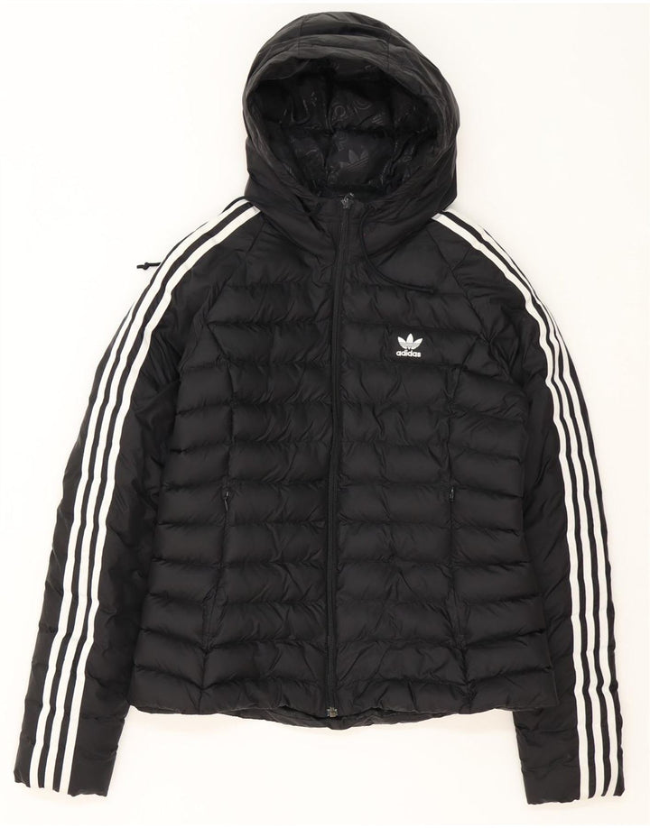 Giacca imbottita con cappuccio da donna Adidas UK 14 poliestere nero medio
