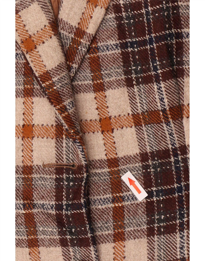 J.C.Twidd Chaqueta tipo blazer de 2 botones para mujer IT 46 Large Brown Plaid Classic