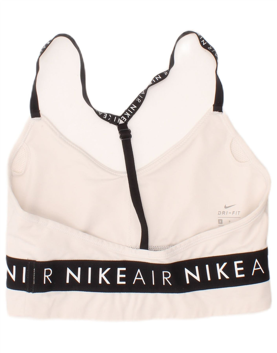 Nike Womens Graphic Sport Bra Top Small Off White Polyester Sports