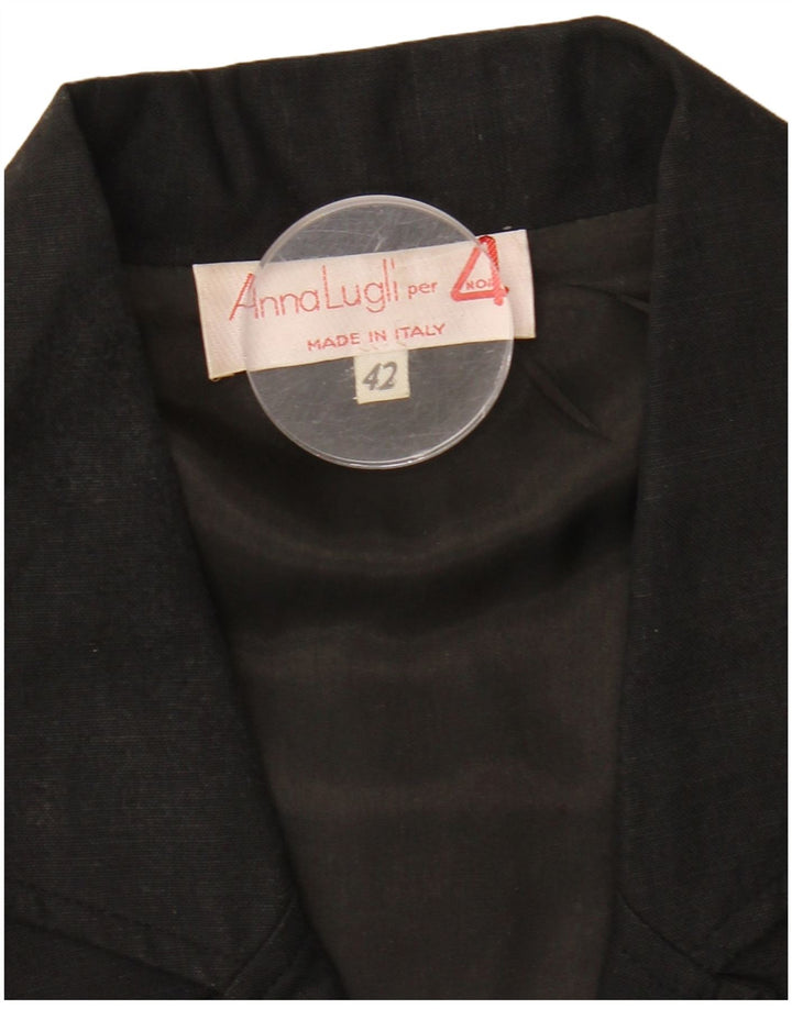 Anna Lugli Womens Double Breasted Blazer Jacket IT 42 Medium Black Floral