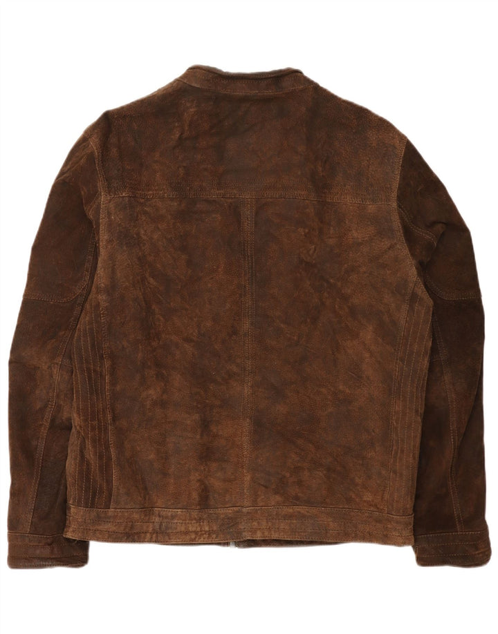 Angelo Litrico Mens Suede Jacket UK 40 Large Brown Leather