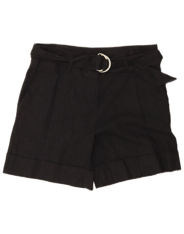 Marks & Spencer Womens Casual Shorts UK 12 Medium W32 Black Linen