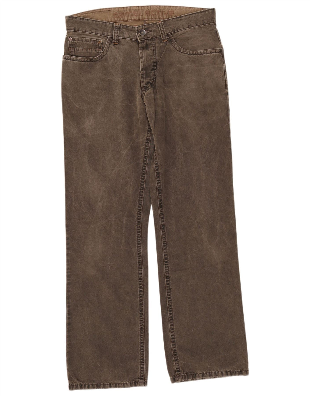 Camel Active Mens Straight Jeans W33 L32 Khaki Cotton