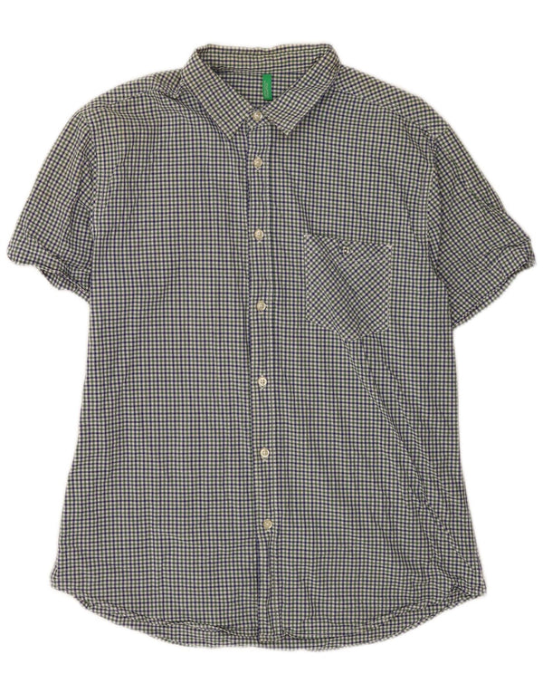 Benetton Herren Kurzarmhemd Medium Mehrfarbig Gingham