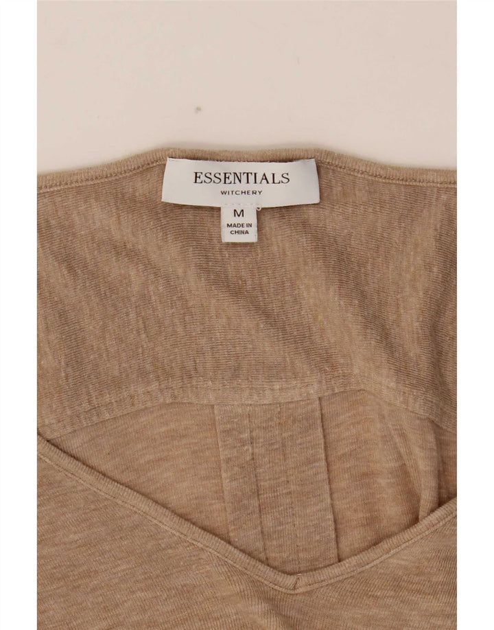 Essentials Womens Top Long Sleeve UK 12 Medium Beige Flecked