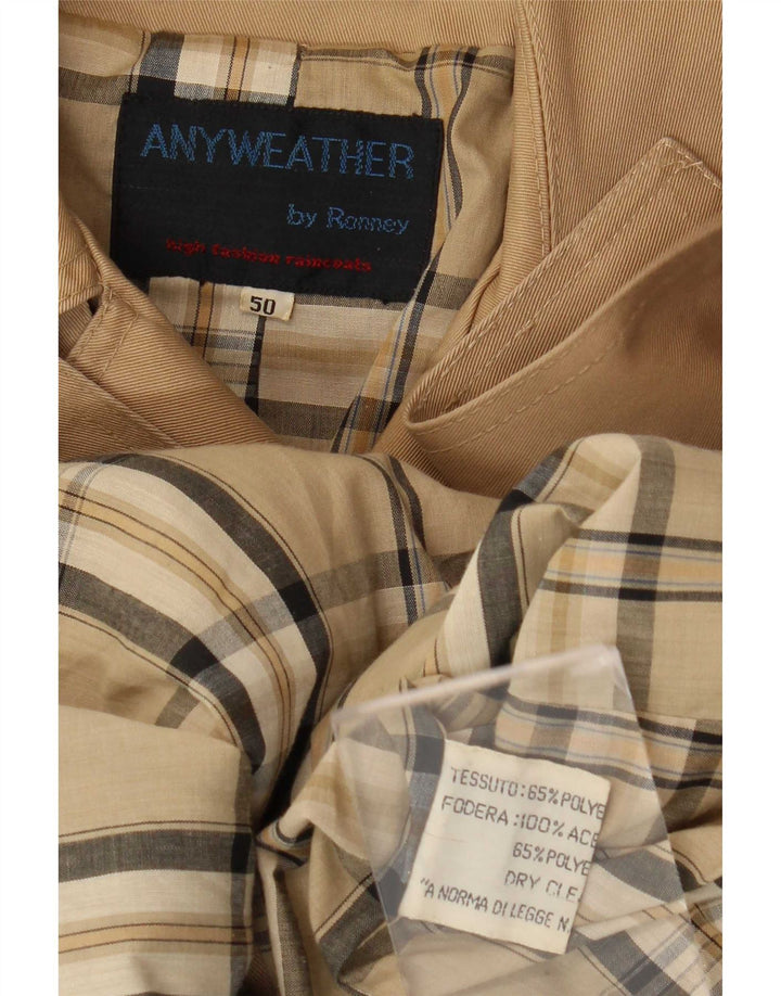Vintage Womens Double Breasted Trench Coat IT 50 XL Beige Polyester