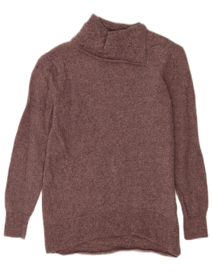 Massimo Dutti Womens Roll Neck Jumper Sweater UK 10 Small Brown Flecked