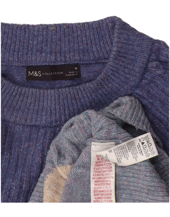 Marks & Spencer Womens Crew Neck Jumper Sweater UK 14 Medium Blue Striped