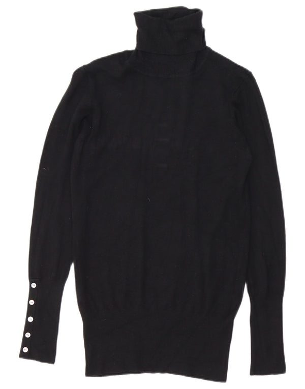 Zara Womens Roll Neck Jumper Sweater UK 14 Medium Black Rayon