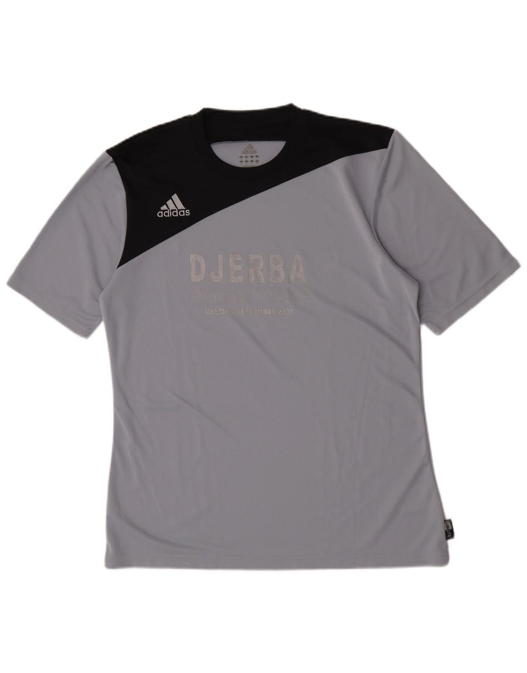 Adidas Herre Climalite Grafisk T-Shirt Top Medium Grey Colourblock Polyester