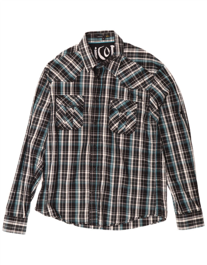 Camicia da uomo Jack & Jones XL in cotone a quadri neri