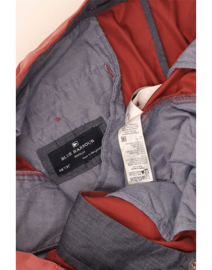 Pantaloni chino vestibilità regolare Marks & Spencer da uomo blu Harbour W38 L31 rossi