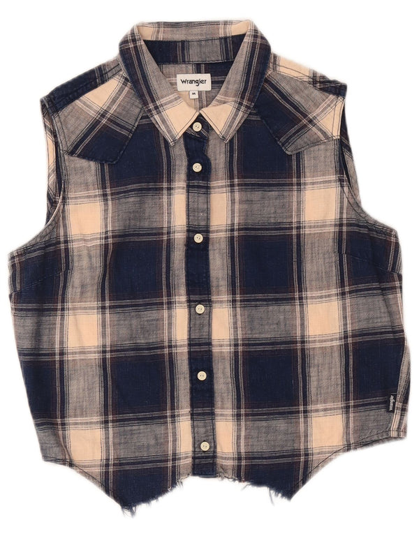 Wrangler Chemisier court pour femme UK 14 Bleu moyen à carreaux Western