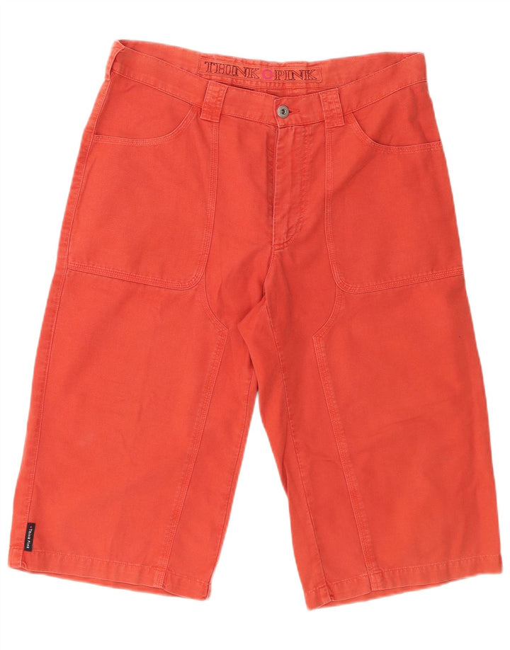 THINK PINK Bermuda masculina jeans IT 50 grande W34 algodão rosa