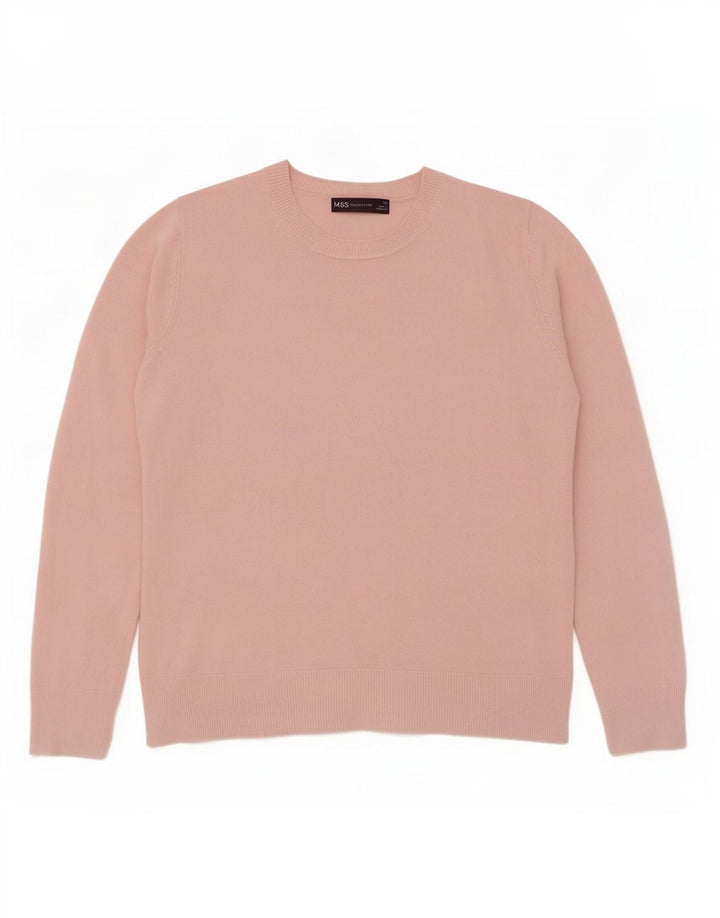 Marks & Spencer Womens Crew Neck Jumper Sweater UK 12 Medium Pink