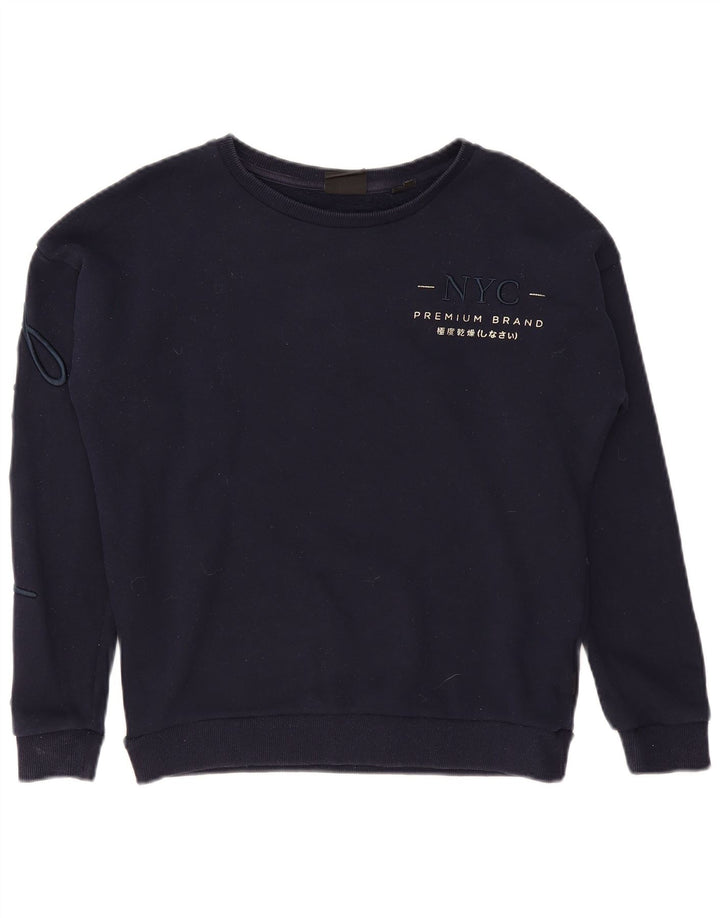 Damski sweter oversize SUPERDRY z grafiką UK 8, mały granatowy