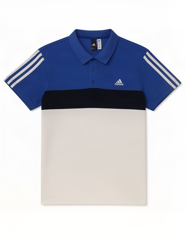 Polo Adidas Climalite da uomo grande in cotone color block blu