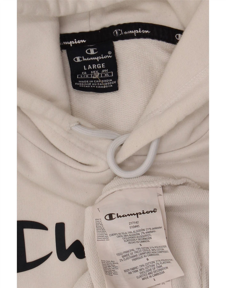 CHAMPION Suéter com capuz gráfico masculino grande algodão branco