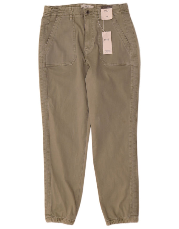 Marks & Spencer Damen Joggers Slim Fit Hose UK 12 Medium W30 L28 Khaki