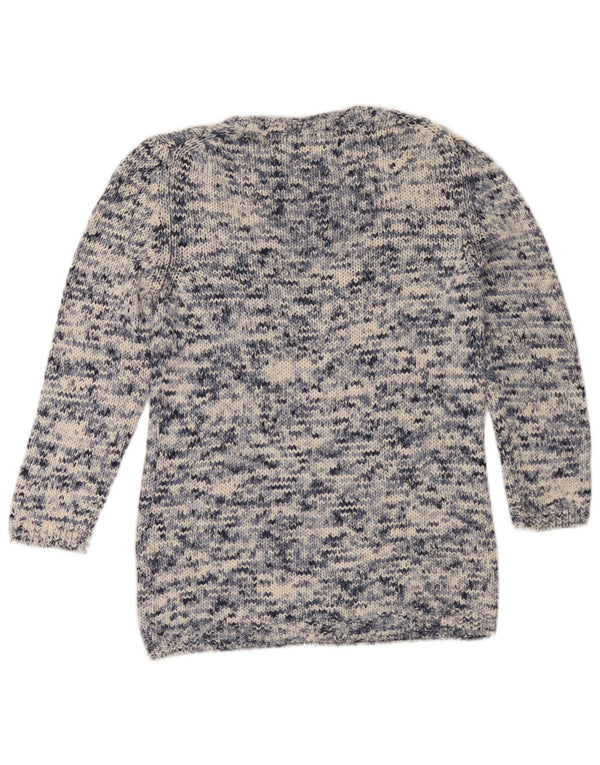 Pulover cu decolteu în V Massimo Dutti pentru femei UK 14 Medium bleumarin pătat