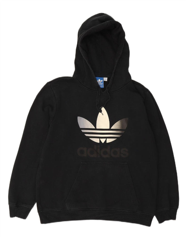 ADIDAS Mens Graphic Hoodie Jumper Medium Black Cotton
