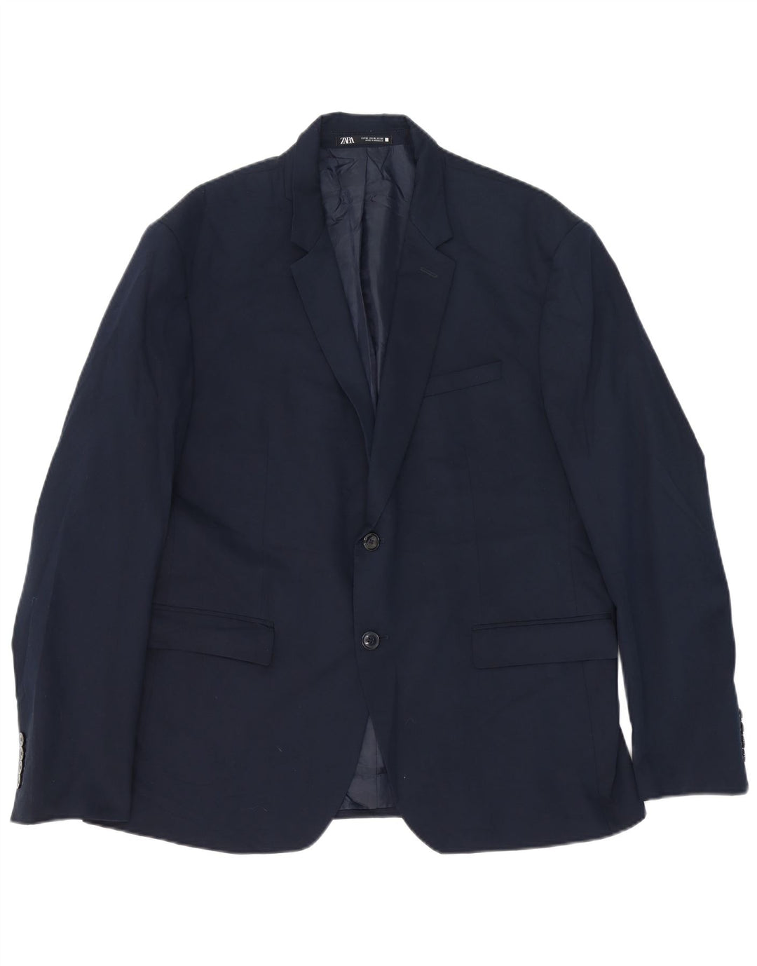 Zara Herre 2-knaps blazerjakke EU 56 XL Marineblå viskose
