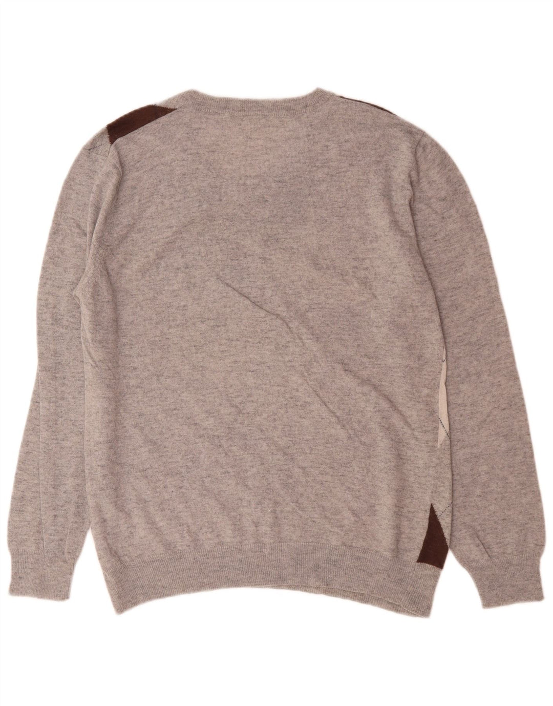 Lotto Mens V-Neck Jumper Sweater XL Grey Argyle/Diamond Wool